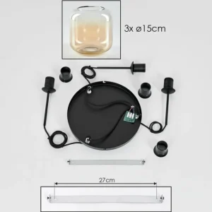 hofstein Suspension Verre 15 cm Lauden Ambre, Clair, 3 lumières* Lampes En Verre