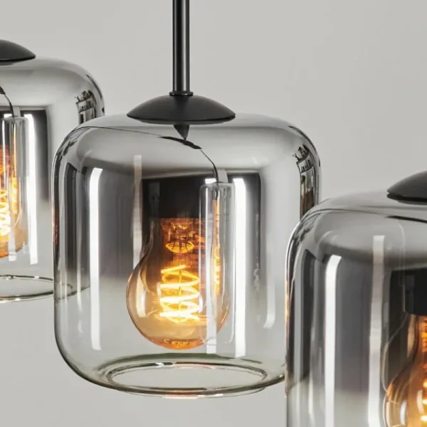 hofstein Suspension Verre 15 cm Lauden Chrome, Clair, Fumé, 5 lumières* Lampes Modernes
