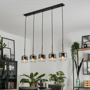 hofstein Suspension Verre 15 cm Lauden Chrome, Clair, Fumé, 5 lumières* Lampes Modernes