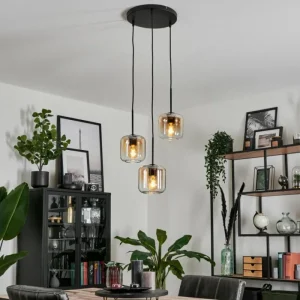 hofstein Suspension Verre 15 cm Lauden Ambre, Clair, 3 lumières* Lampes En Verre