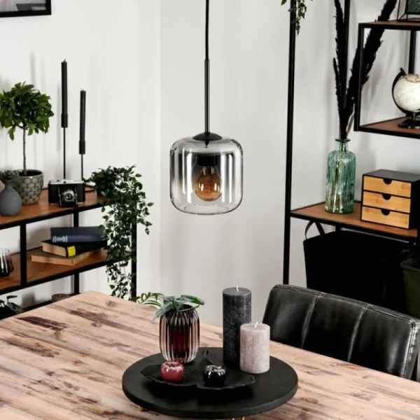 hofstein Suspension Verre 15 cm Lauden Clair, Fumé, 1 lumière* Lampes Modernes