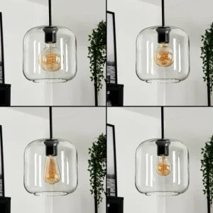 hofstein Suspension Verre 25cm, 20cm, 15cm Lauden Clair, 3 lumières* Lampes En Verre