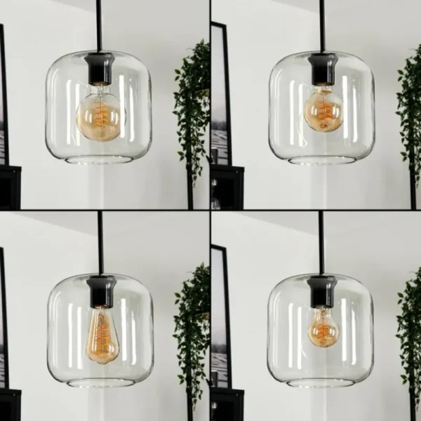 hofstein Suspension Verre 25cm, 20cm, 15cm Lauden Clair, 3 lumières* Lampes En Verre