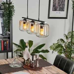 hofstein Suspension Verre 15cm Lauden Ambre, Clair, 3 lumières* Lampes En Verre