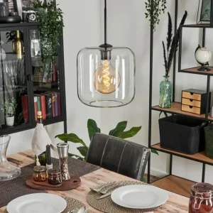 hofstein Suspension Verre 25cm Lauden Clair, 1 lumière* Lampes En Verre