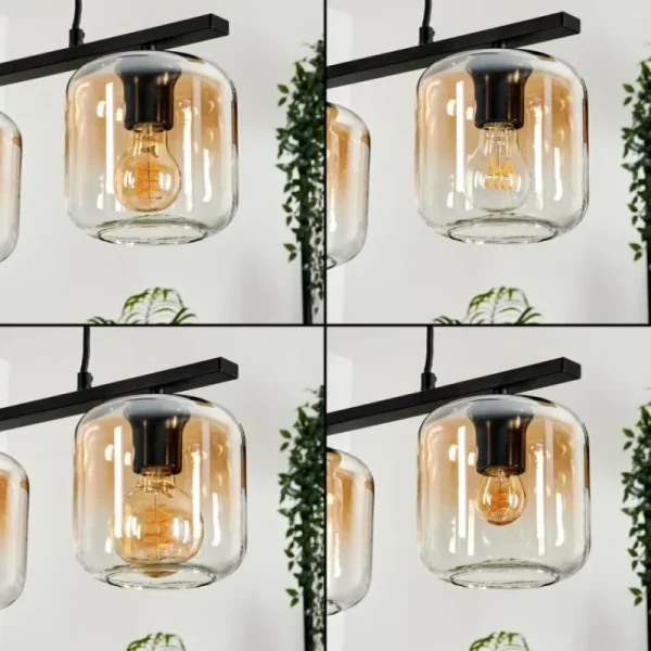 hofstein Suspension Verre 15cm Lauden Ambre, Clair, 3 lumières* Lampes En Verre