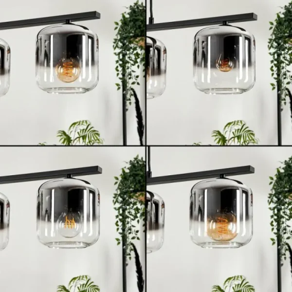hofstein Suspension Verre 15cm Lauden Clair, Fumé, 4 lumières* Lampes Modernes