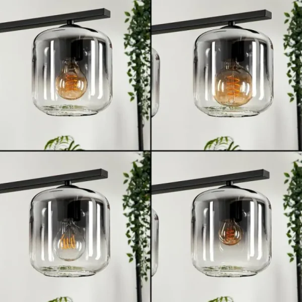 hofstein Suspension Verre 15cm Lauden Clair, Fumé, 4 lumières* Lampes Modernes