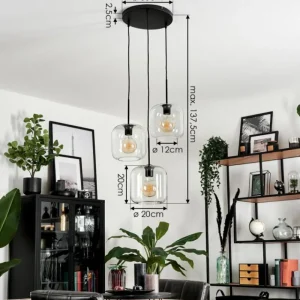 hofstein Suspension Verre 20cm Lauden Clair, 3 lumières* Lampes En Verre