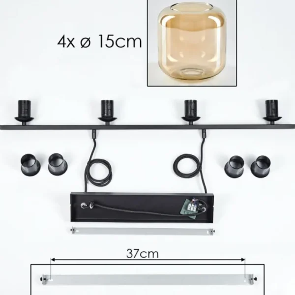 hofstein Suspension Verre 15cm Lauden Ambre, 4 lumières* Lampes En Verre