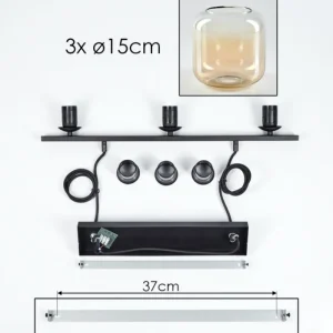 hofstein Suspension Verre 15cm Lauden Ambre, Clair, 3 lumières* Lampes En Verre