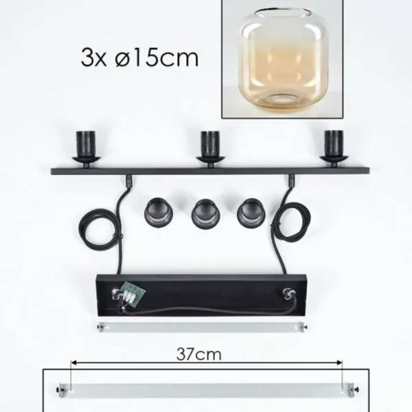hofstein Suspension Verre 15cm Lauden Ambre, Clair, 3 lumières* Lampes En Verre
