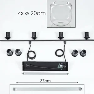 hofstein Suspension Verre 20cm Lauden Clair, 4 lumières* Lampes En Verre