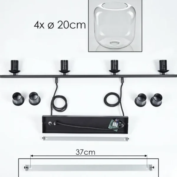 hofstein Suspension Verre 20cm Lauden Clair, 4 lumières* Lampes En Verre