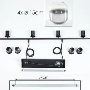 hofstein Suspension Verre 15cm Lauden Clair, Fumé, 4 lumières* Lampes Modernes