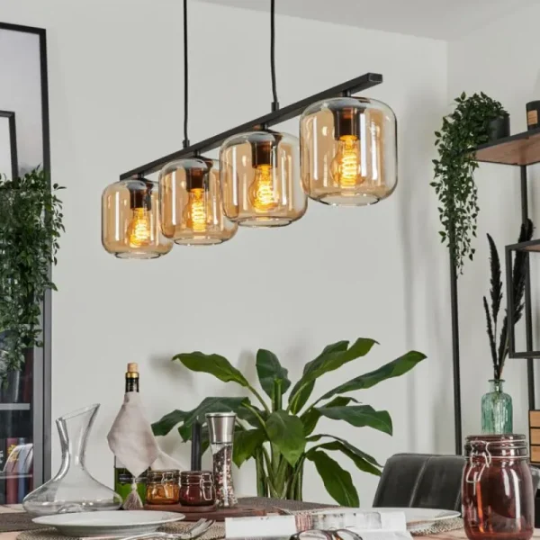 hofstein Suspension Verre 15cm Lauden Ambre, 4 lumières* Lampes En Verre