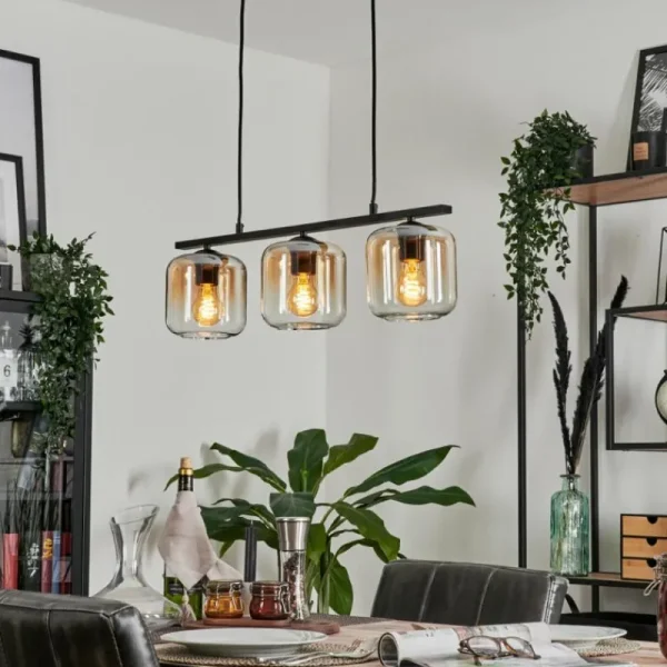 hofstein Suspension Verre 15cm Lauden Ambre, Clair, 3 lumières* Lampes En Verre