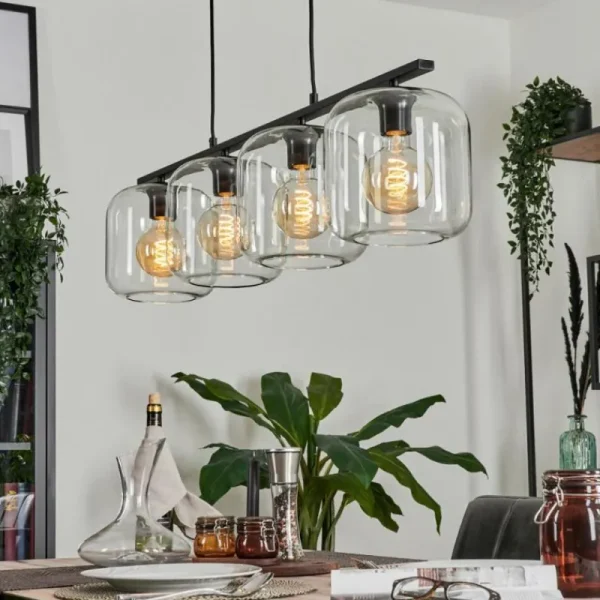 hofstein Suspension Verre 20cm Lauden Clair, 4 lumières* Lampes En Verre