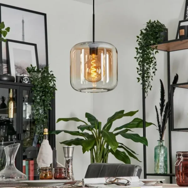 hofstein Suspension Verre 25cm Lauden Ambre, Clair, 1 lumière* Lampes En Verre