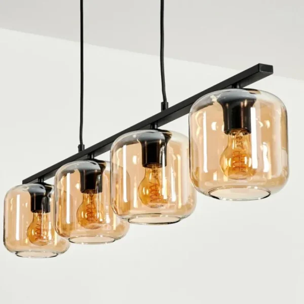 hofstein Suspension Verre 15cm Lauden Ambre, 4 lumières* Lampes En Verre