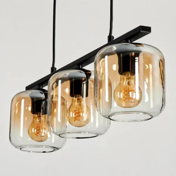 hofstein Suspension Verre 15cm Lauden Ambre, Clair, 3 lumières* Lampes En Verre