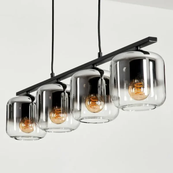 hofstein Suspension Verre 15cm Lauden Clair, Fumé, 4 lumières* Lampes Modernes