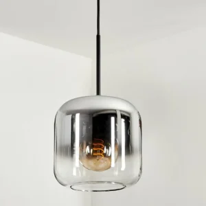 hofstein Suspension Verre 20cm Lauden Chrome, Clair, Fumé, 1 lumière* Lampes Modernes