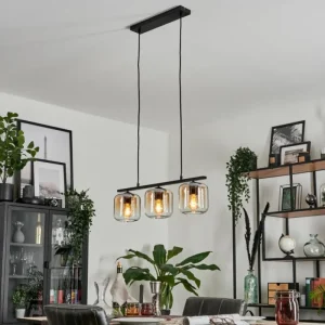 hofstein Suspension Verre 15cm Lauden Ambre, Clair, 3 lumières* Lampes En Verre