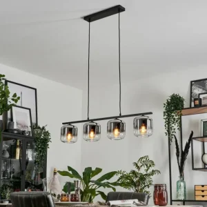 hofstein Suspension Verre 15cm Lauden Clair, Fumé, 4 lumières* Lampes Modernes