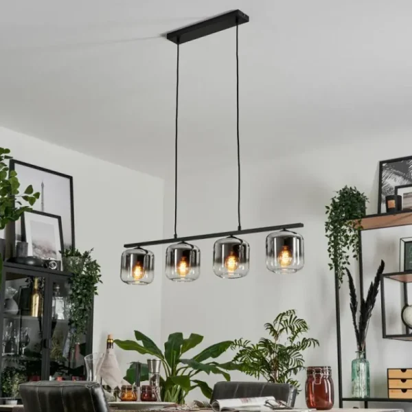 hofstein Suspension Verre 15cm Lauden Clair, Fumé, 4 lumières* Lampes Modernes