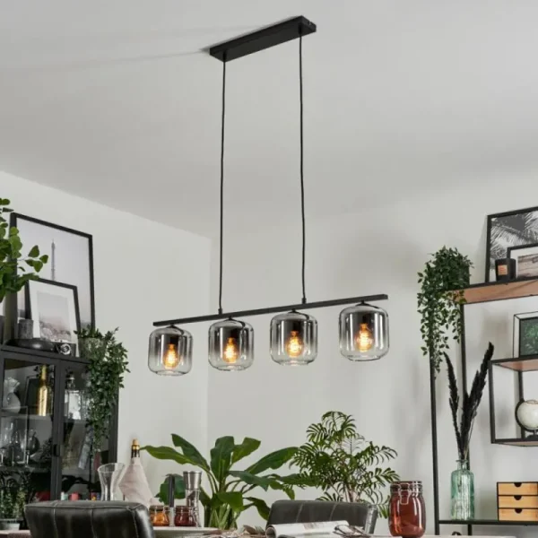 hofstein Suspension Verre 15cm Lauden Clair, Fumé, 4 lumières* Lampes Modernes