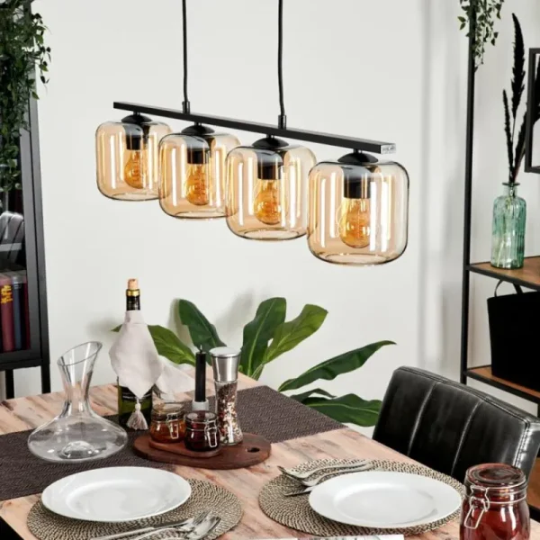 hofstein Suspension Verre 15cm Lauden Ambre, 4 lumières* Lampes En Verre