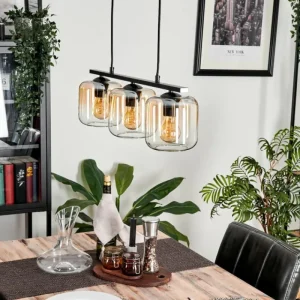 hofstein Suspension Verre 15cm Lauden Ambre, Clair, 3 lumières* Lampes En Verre