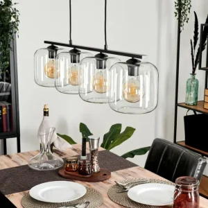 hofstein Suspension Verre 20cm Lauden Clair, 4 lumières* Lampes En Verre