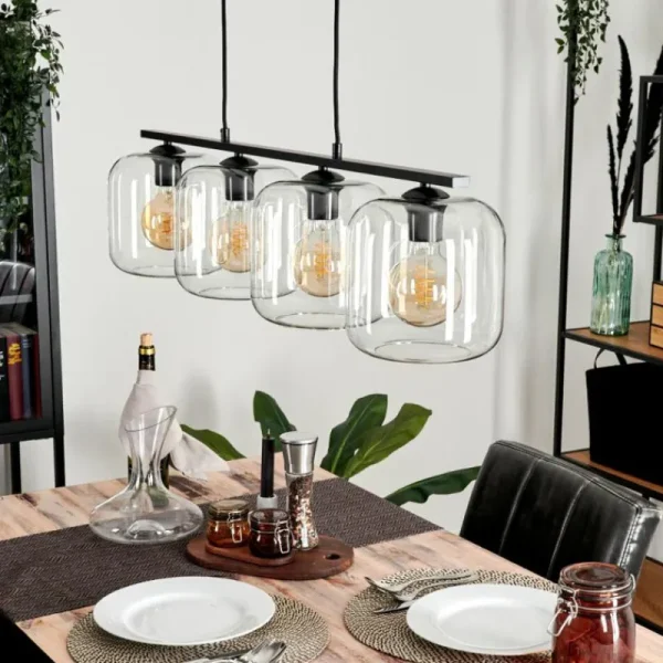 hofstein Suspension Verre 20cm Lauden Clair, 4 lumières* Lampes En Verre