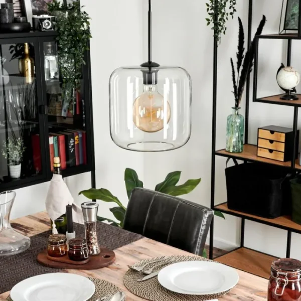 hofstein Suspension Verre 25cm Lauden Clair, 1 lumière* Lampes En Verre