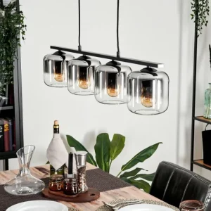 hofstein Suspension Verre 15cm Lauden Clair, Fumé, 4 lumières* Lampes Modernes