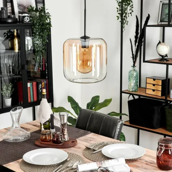 hofstein Suspension Verre 25cm Lauden Ambre, Clair, 1 lumière* Lampes En Verre