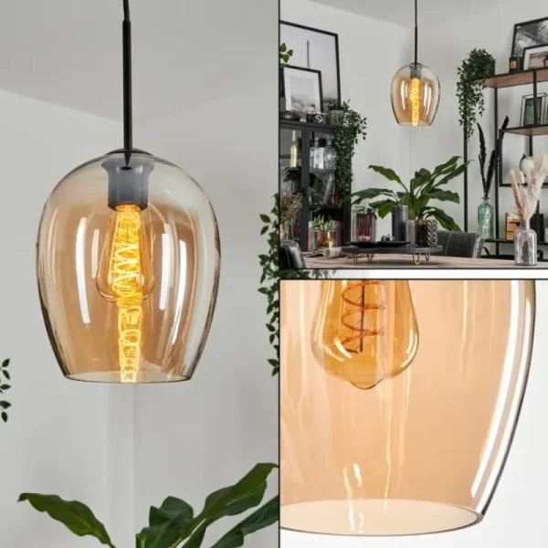 hofstein Suspension Verre 20cm Vevino Ambre, 1 lumière* Lampes En Verre