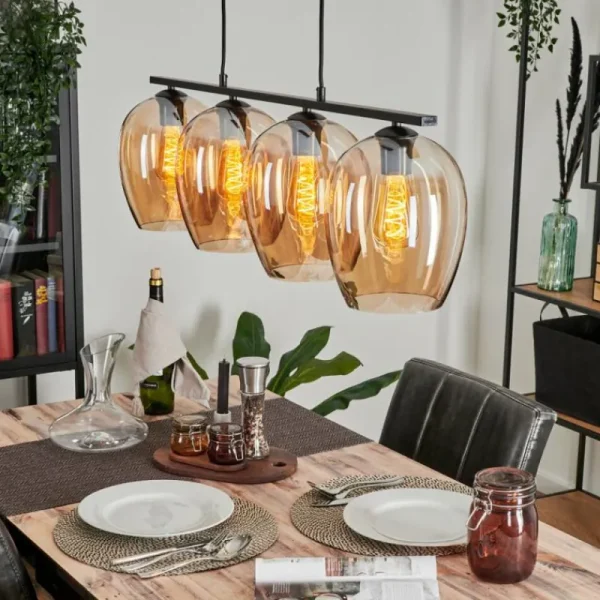 hofstein Suspension Verre 20cm Vevino Ambre, 4 lumières* Lampes En Verre