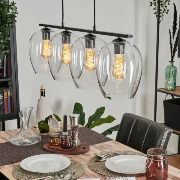 hofstein Suspension Verre 20cm Vevino Clair, 4 lumières* Lampes En Verre