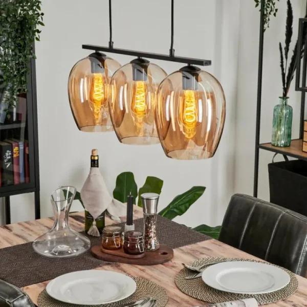 hofstein Suspension Verre 20cm Vevino Ambre, 3 lumières* Lampes En Verre