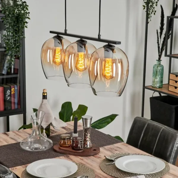 hofstein Suspension Verre 20cm Vevino Clair, 3 lumières* Lampes En Verre