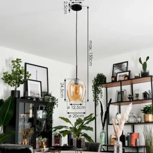 hofstein Suspension Verre 20cm Vevino Ambre, 1 lumière* Lampes En Verre