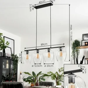 hofstein Suspension Verre 20cm Vevino Clair, 4 lumières* Lampes En Verre