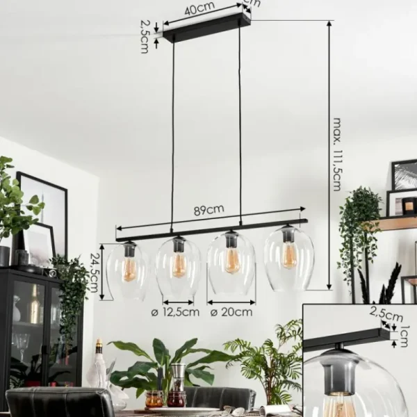 hofstein Suspension Verre 20cm Vevino Clair, 4 lumières* Lampes En Verre