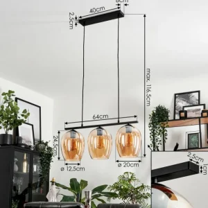 hofstein Suspension Verre 20cm Vevino Ambre, 3 lumières* Lampes En Verre