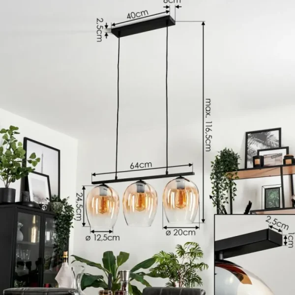 hofstein Suspension Verre 20cm Vevino Clair, 3 lumières* Lampes En Verre