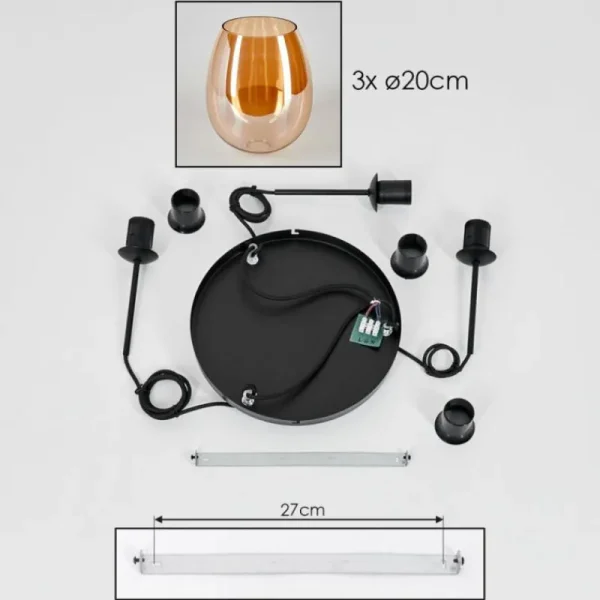 hofstein Suspension Verre 20cm Vevino Ambre, 3 lumières* Lampes En Verre