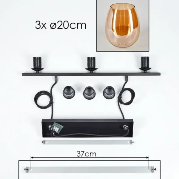 hofstein Suspension Verre 20cm Vevino Ambre, 3 lumières* Lampes En Verre
